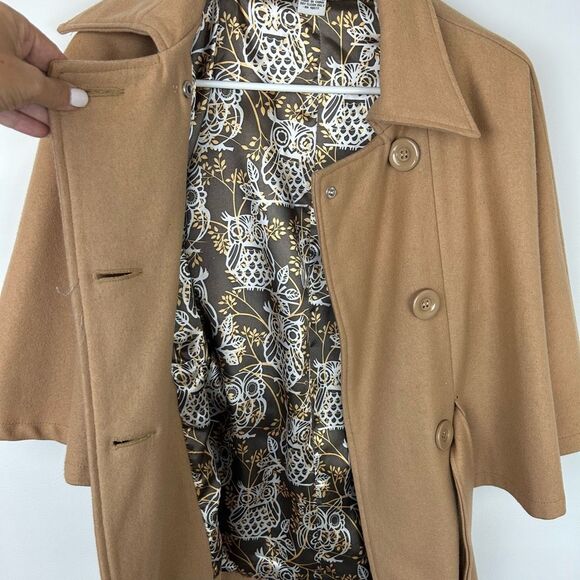 Steve Madden pea coat cape brown camel womens size large quiet luxury short - Picture 10 of 11